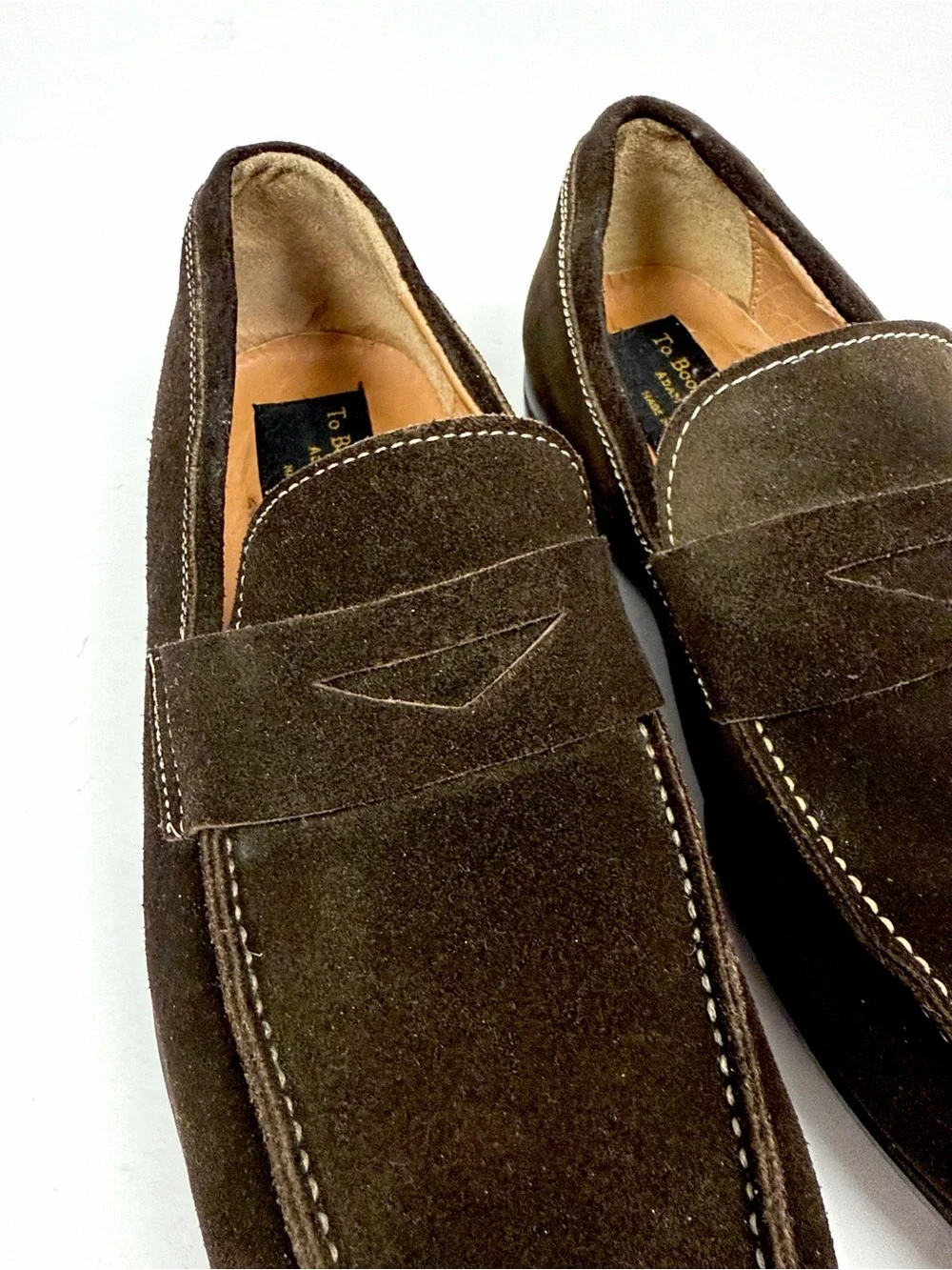 To Boot New York Men’s Dark Brown Suede Penny Loafers US 10 Made in Italy
